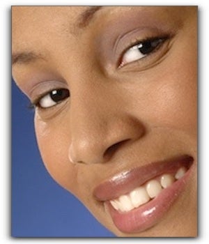 smiling women showing her teeth
