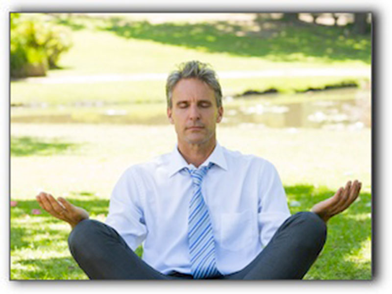 a man meditating in the garden