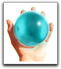 a ball in a person's hand