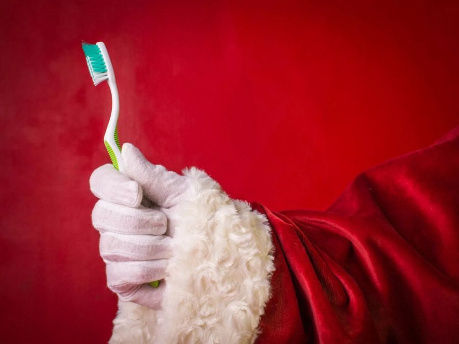 A tooth brush with a red background