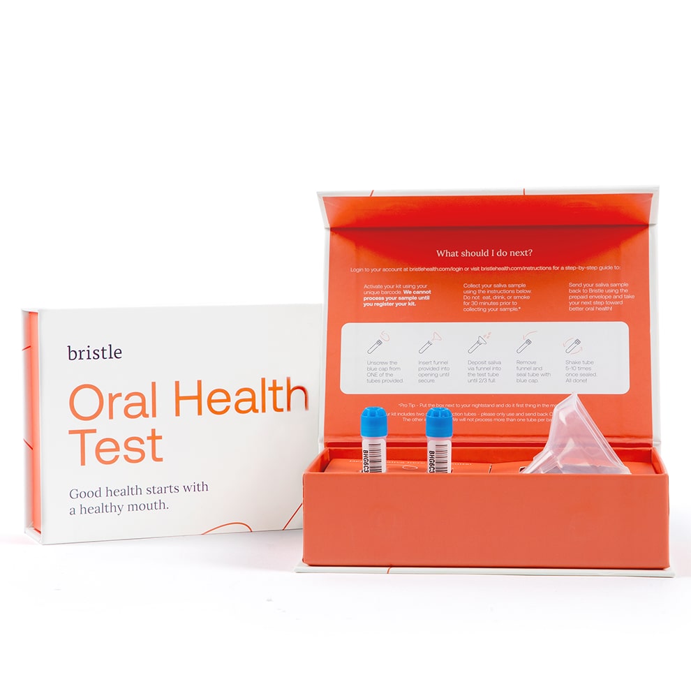 saliva test kit open box white background